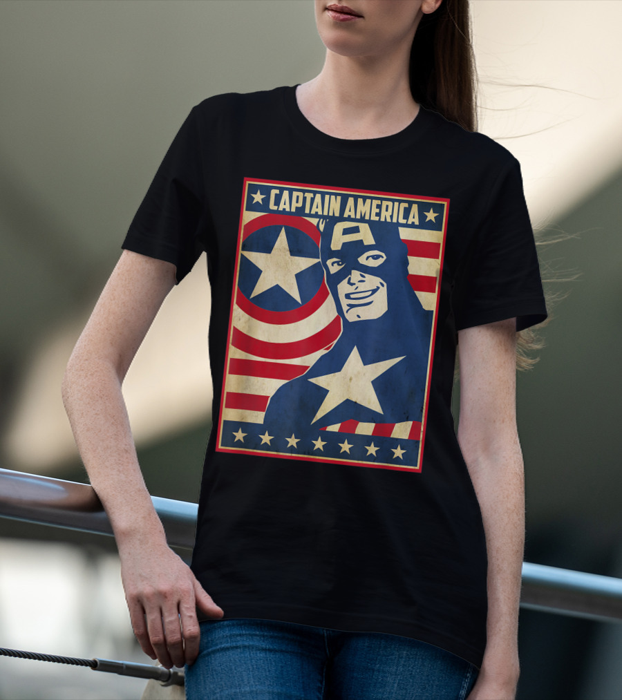 Captain America Avengers Patriotic Star Icon T-Shirt