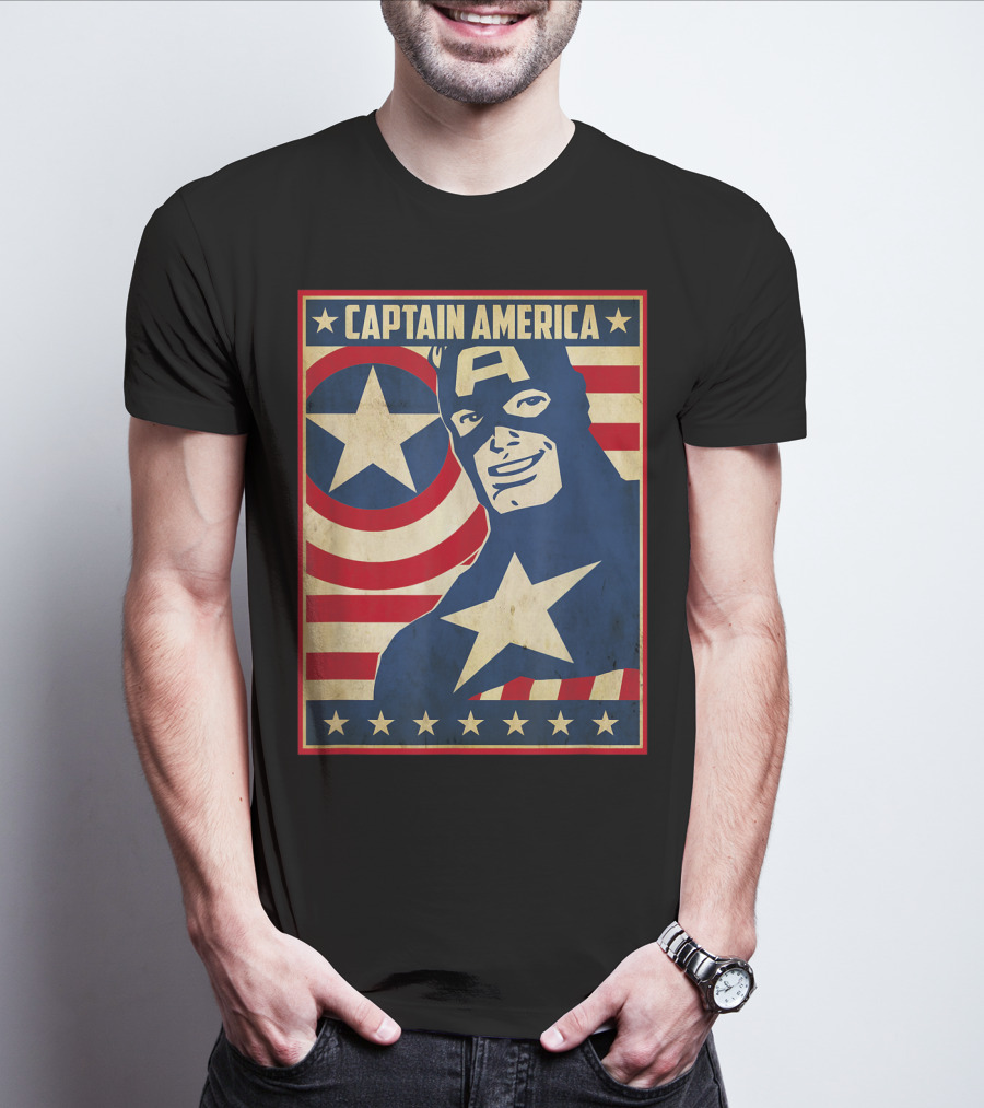 Captain America Avengers Patriotic Star Icon T-Shirt