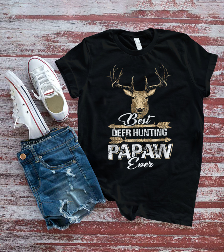 Best Deer Hunting Papaw Ever Father's Day Gift Idea Stag Head T-Shirt