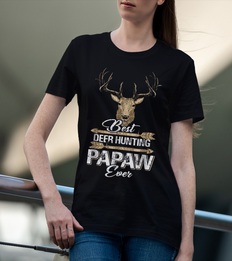 Best Deer Hunting Papaw Ever Father's Day Gift Idea Stag Head T-Shirt