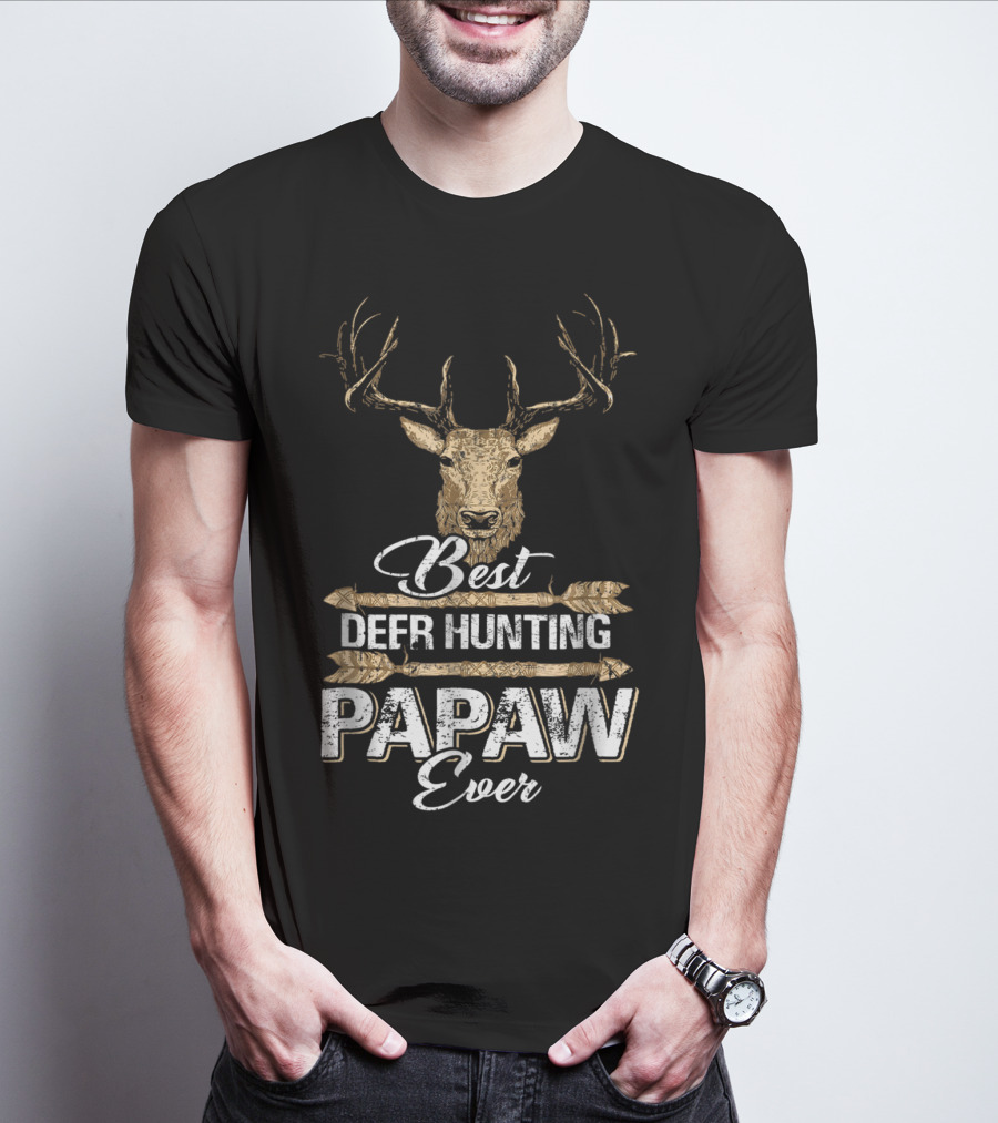 Best Deer Hunting Papaw Ever Father's Day Gift Idea Stag Head T-Shirt