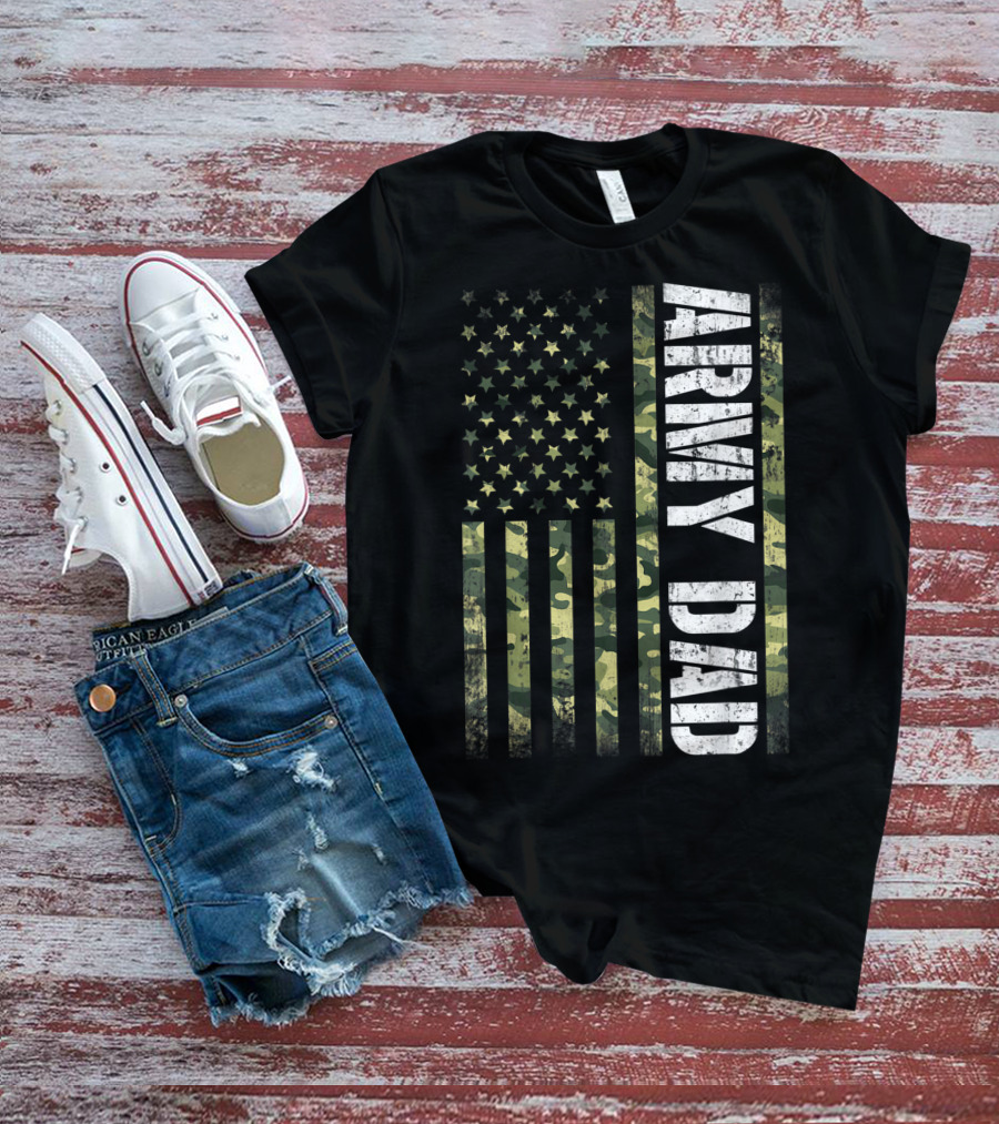 USA Camo Flag Army Dad T-Shirt