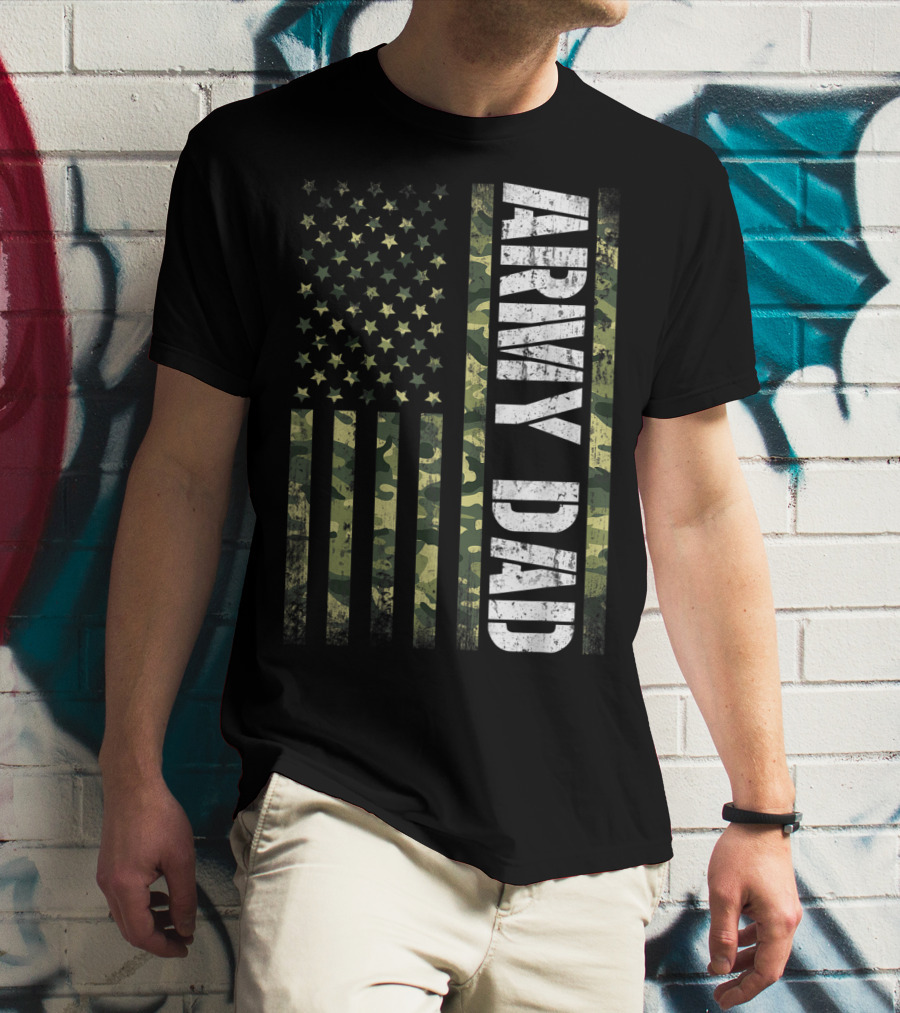 USA Camo Flag Army Dad T-Shirt