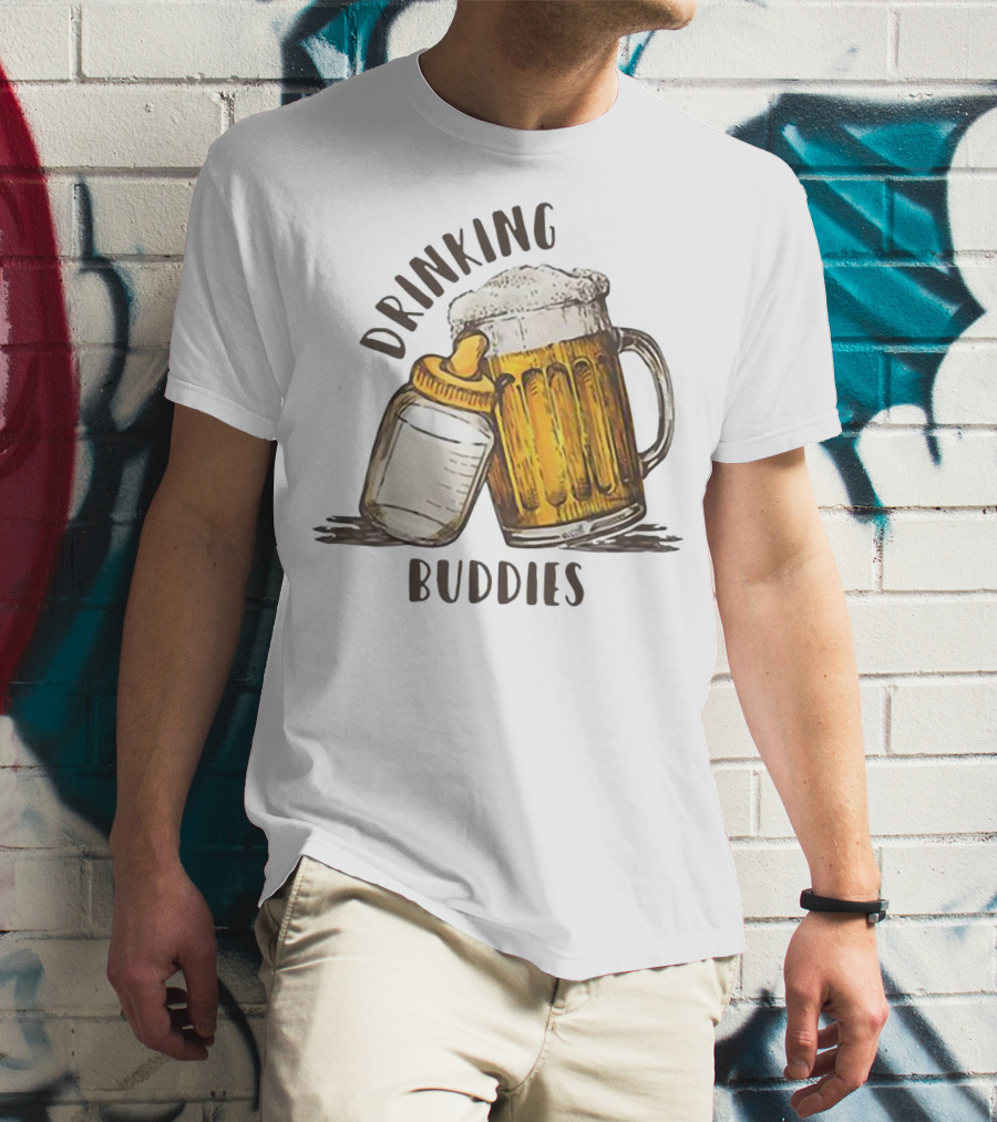 Drinking Buddies Dad And Baby Matching Beer Mug And Bottle T-Shirt