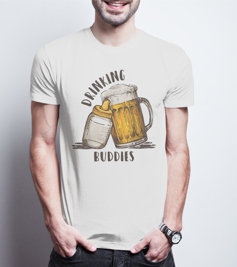 Drinking Buddies Dad And Baby Matching Beer Mug And Bottle T-Shirt