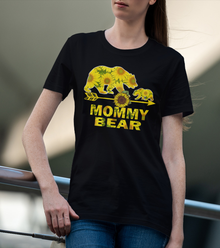 Mommy Bear Sunflower Arrow Mother Father T-Shirt