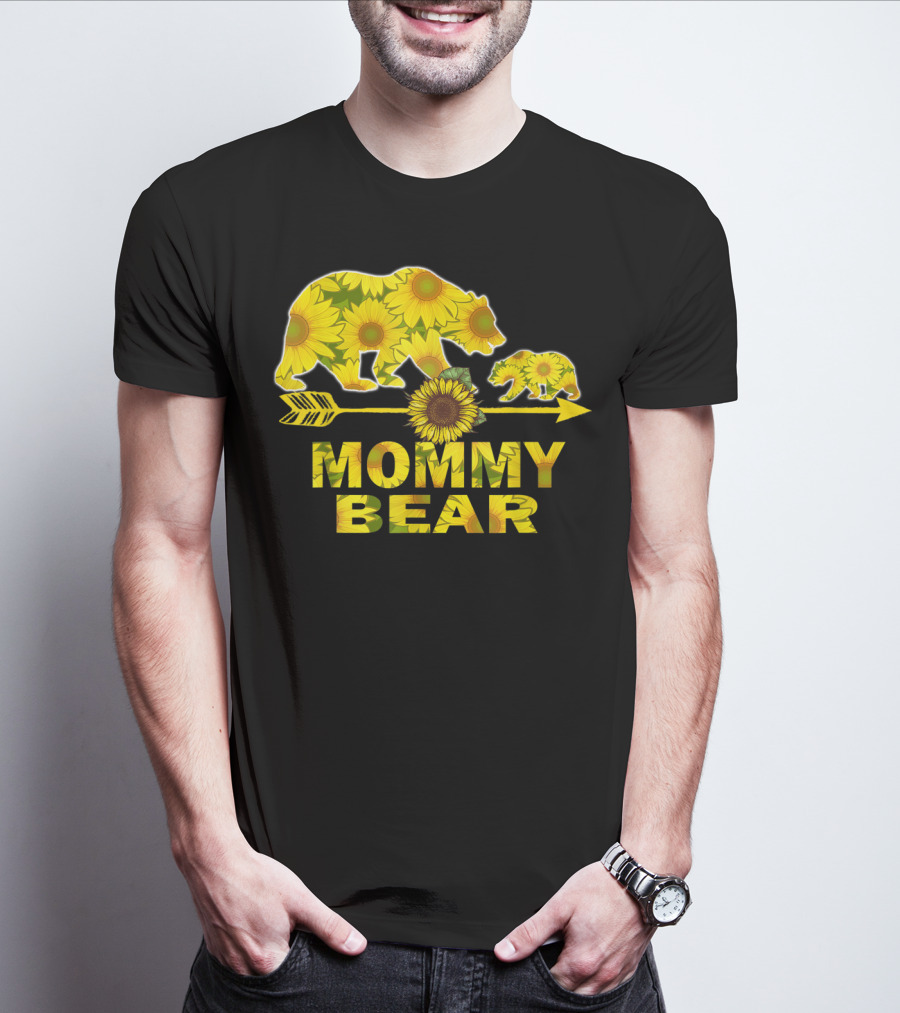 Mommy Bear Sunflower Arrow Mother Father T-Shirt