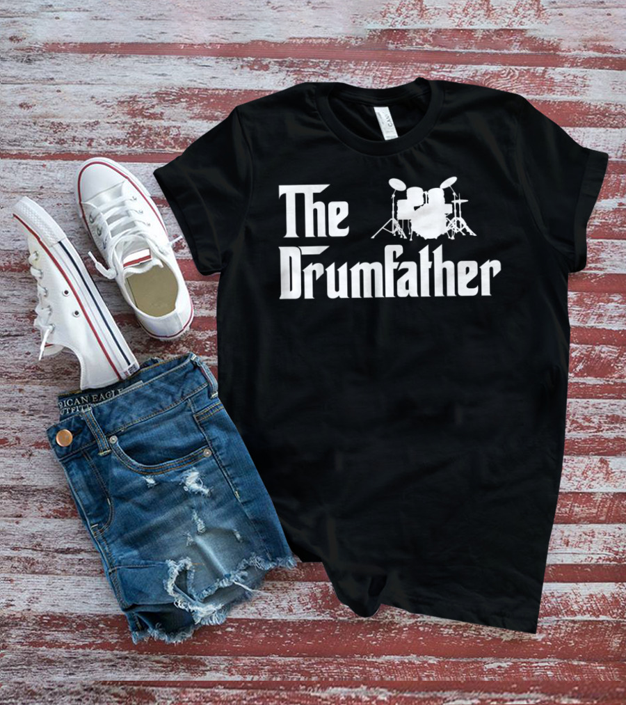 The Drumfather Funny Drummer Parody With Drum Kit T-Shirt