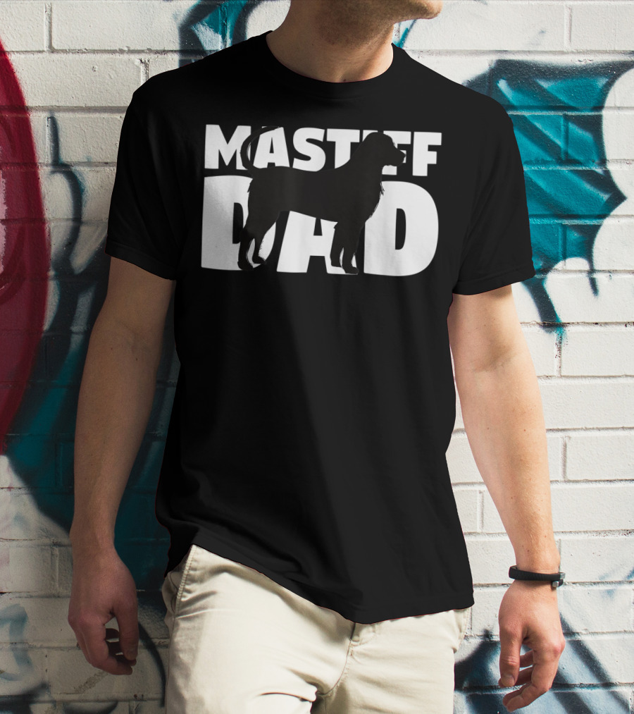 Mastiff Dad Silhouette Design Father's Day T-Shirt