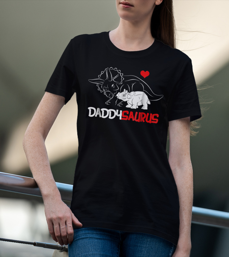 Daddysaurus Triceratops Father Baby Girl Heart T-Shirt