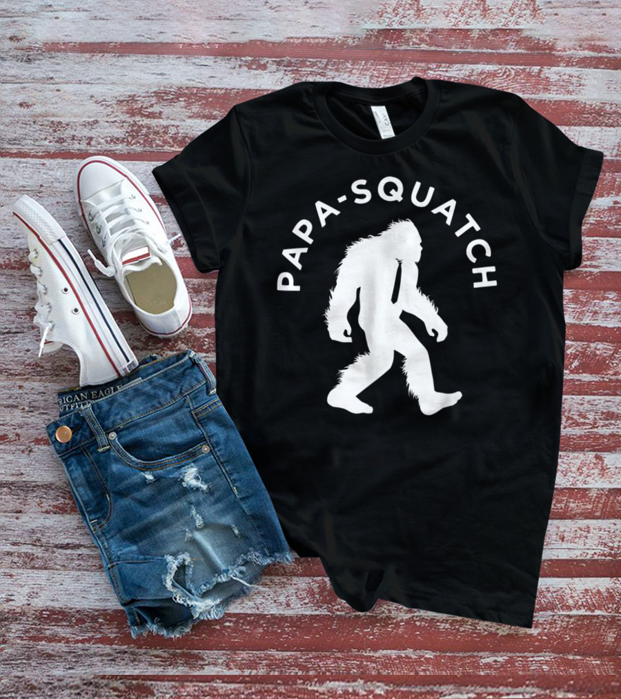 Papa Sasquatch Cute Cryptid Father Bigfoot Walking T-Shirt
