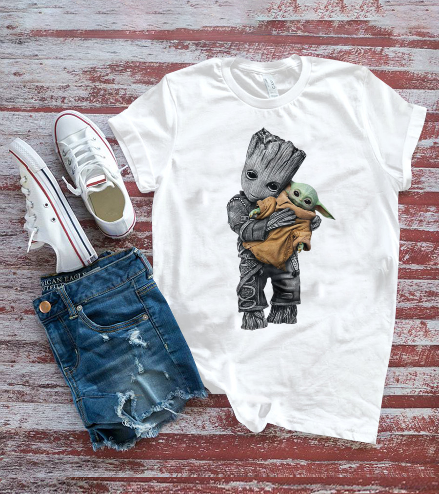 Groot Holding Baby Yoda T-Shirt