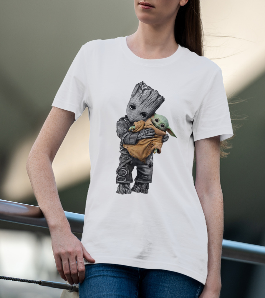 Groot Holding Baby Yoda T-Shirt
