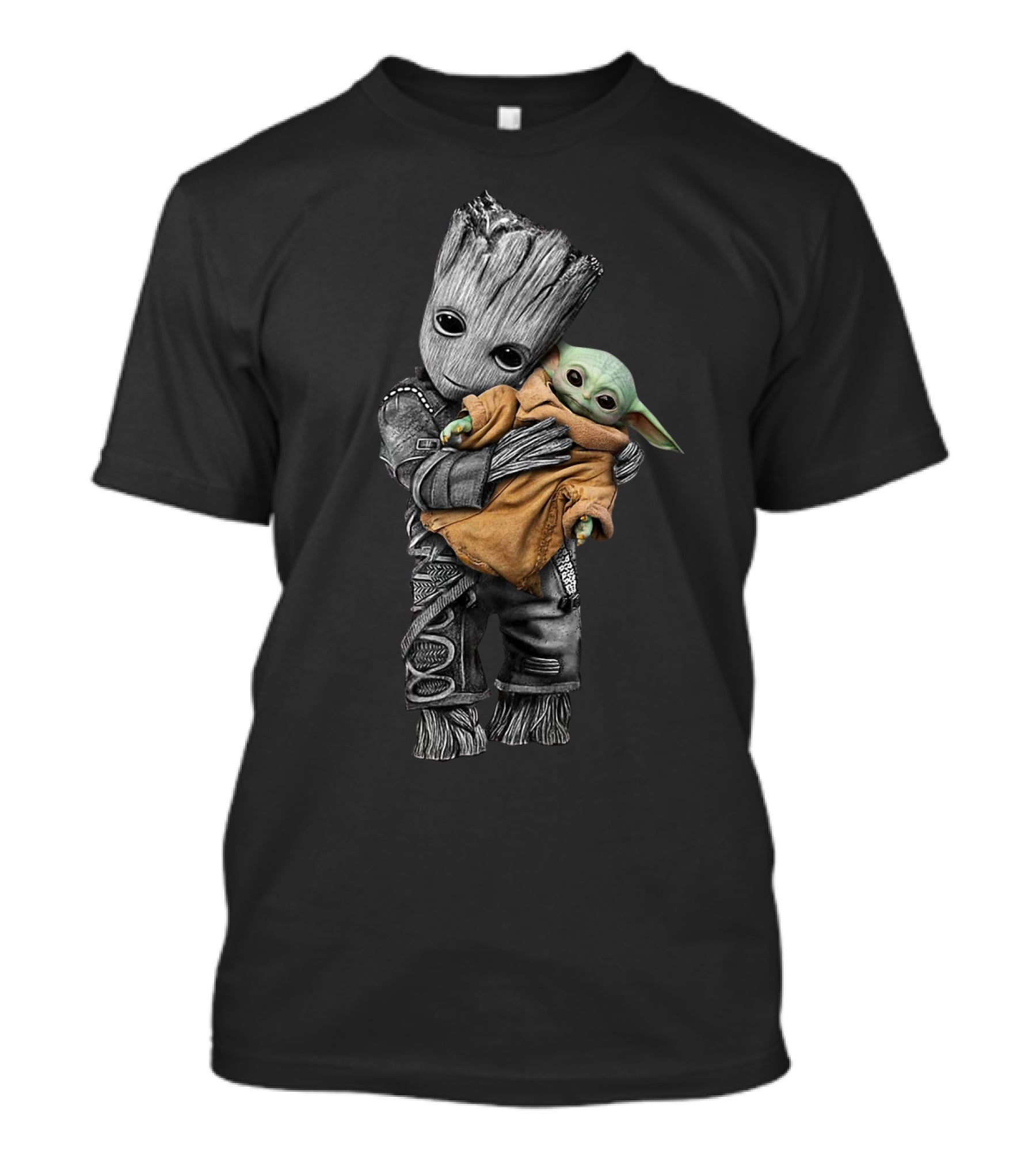 Groot Cradling Baby Yoda Together T-Shirt