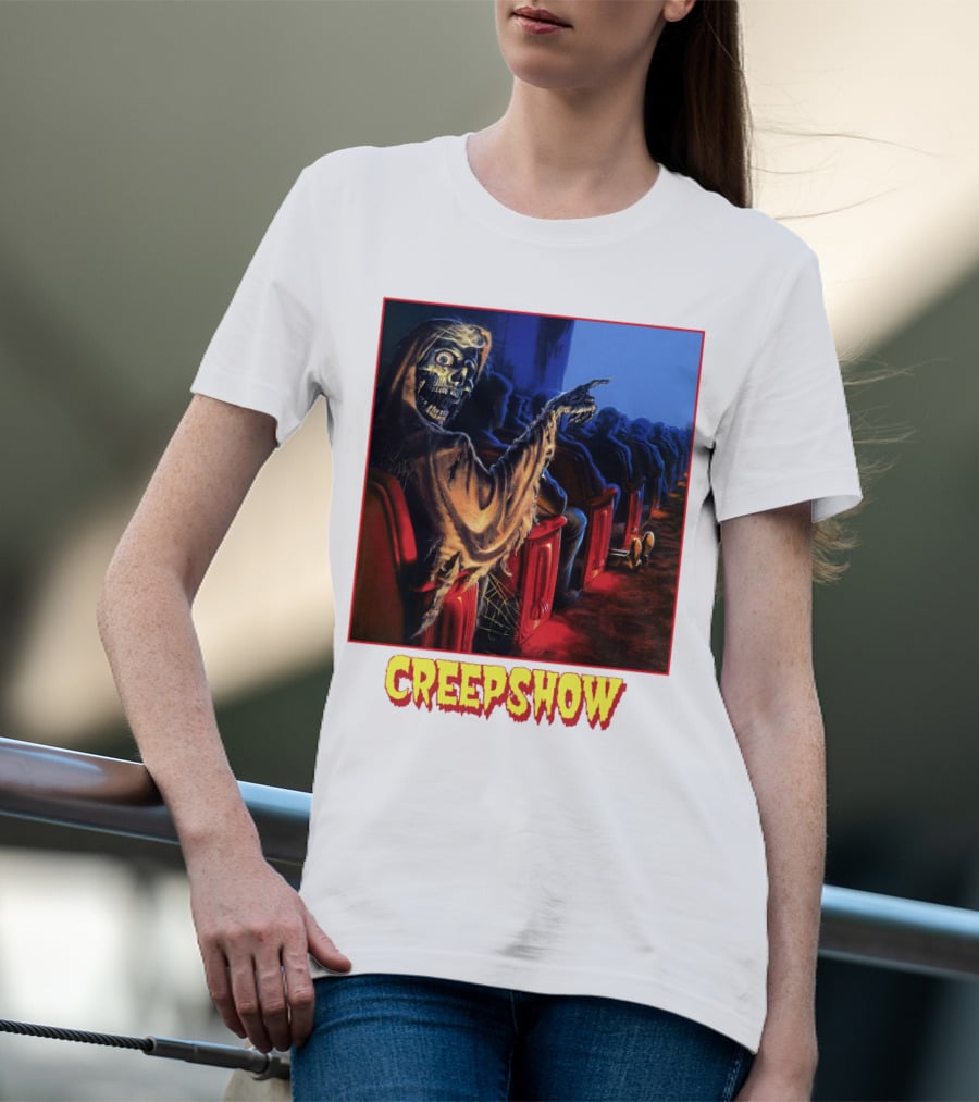 Creepshow Skeleton Ushers Menacing Audience In Theater Scene T-Shirt