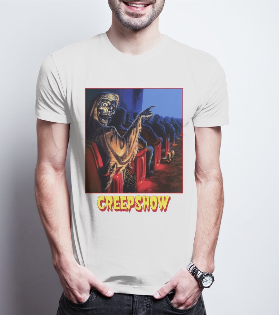 Creepshow Skeleton Ushers Menacing Audience In Theater Scene T-Shirt