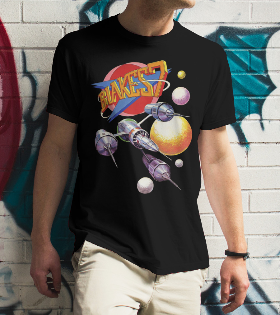 Blake's 7 Annual Retro Sci-Fi Spaceship And Planets T-Shirt