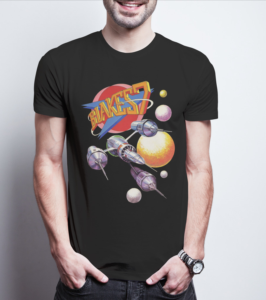 Blake's 7 Annual Retro Sci-Fi Spaceship And Planets T-Shirt