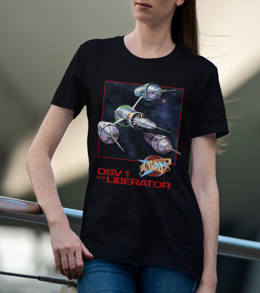 Blake's 7 DSV1 The Liberator Spacecraft In Outer Space T-Shirt