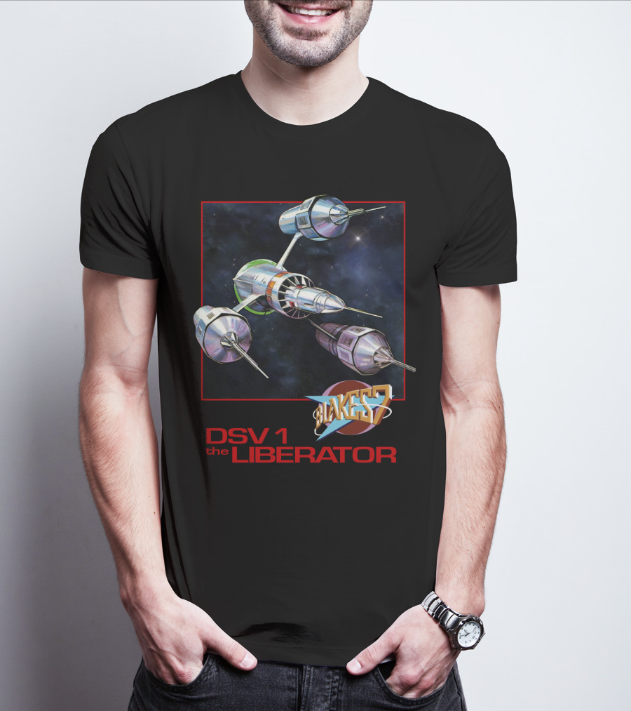 Blake's 7 DSV1 The Liberator Spacecraft In Outer Space T-Shirt