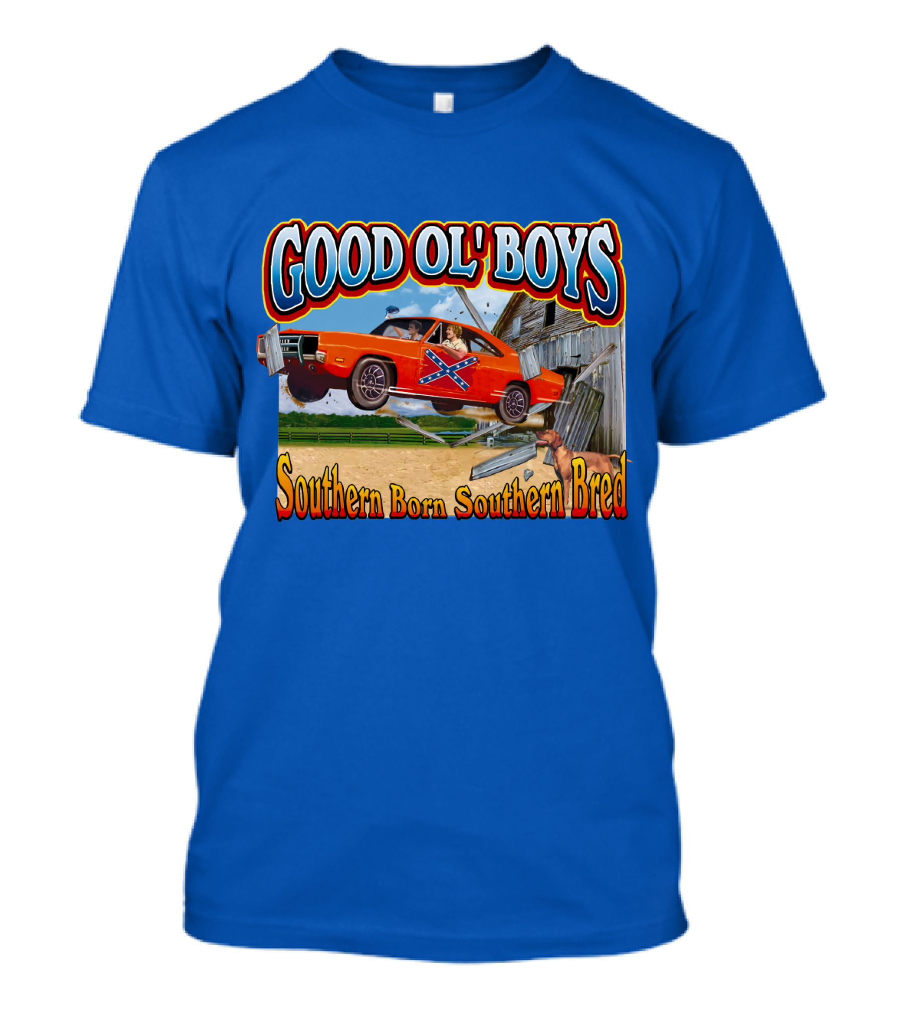 Good Ol' Boys Southern Born Southern Bred Dukes Of Hazzard Car Jump Scene T-Shirt
