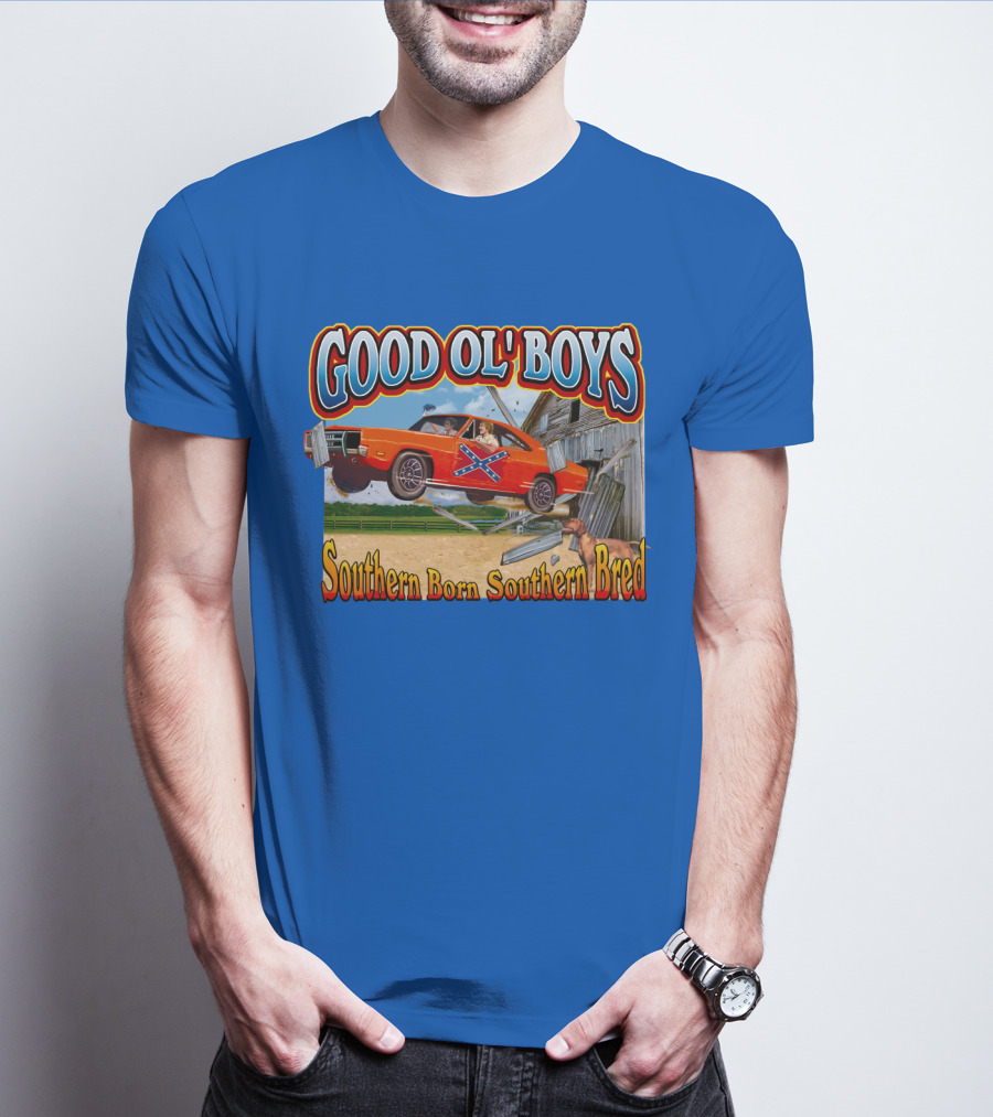 Good Ol' Boys Southern Born Southern Bred Dukes Of Hazzard Car Jump Scene T-Shirt