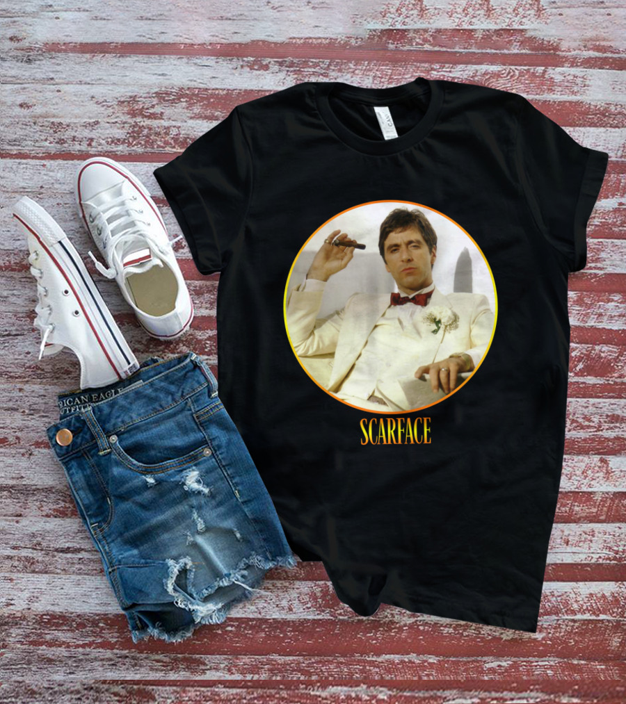 Scarface Iconic Movie Character In Circle Frame T-Shirt