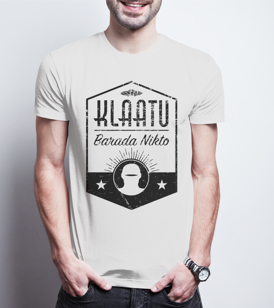 Klaatu Barada Nikto The Day The Earth Stood Still Spaceship Icon Retro Badge T-Shirt