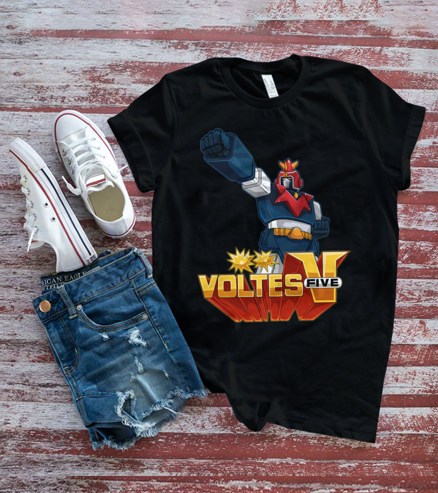 Voltes Five Robot Iconic Anime Character Fist Power Action T-Shirt