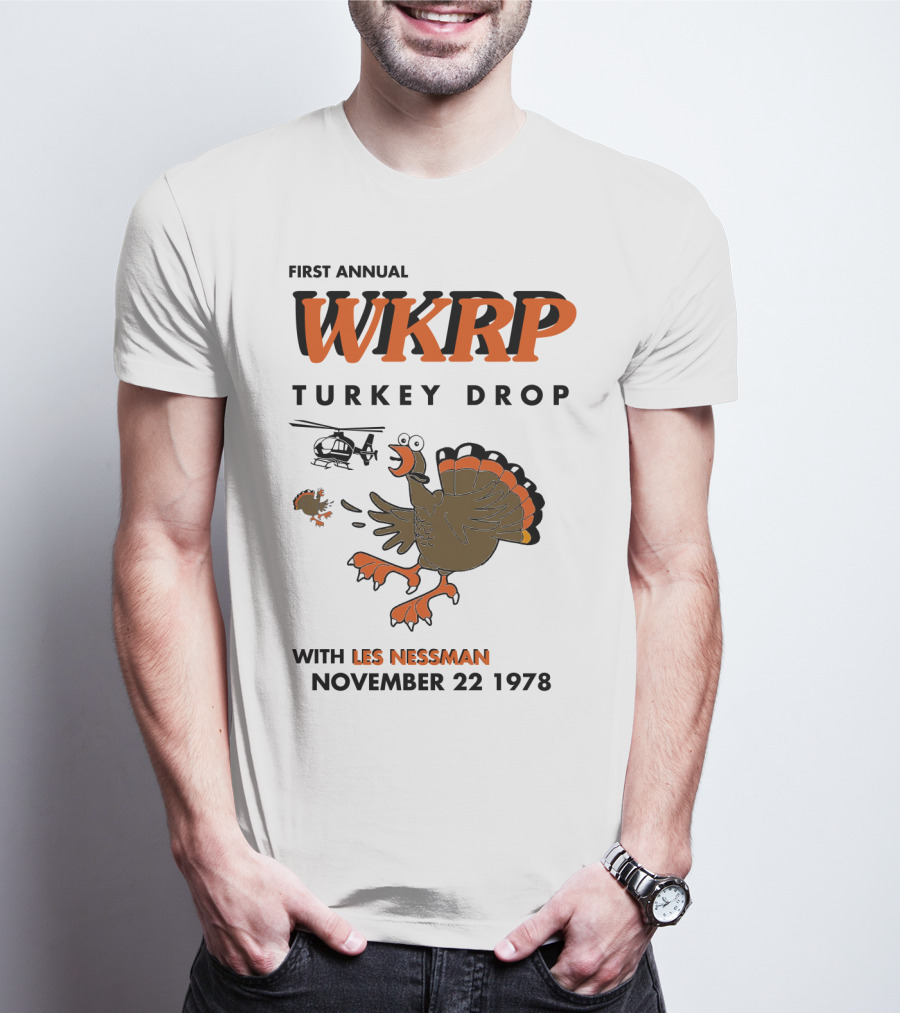 First Annual WKRP Turkey Drop With Les Nessman November 22 1978 T-Shirt