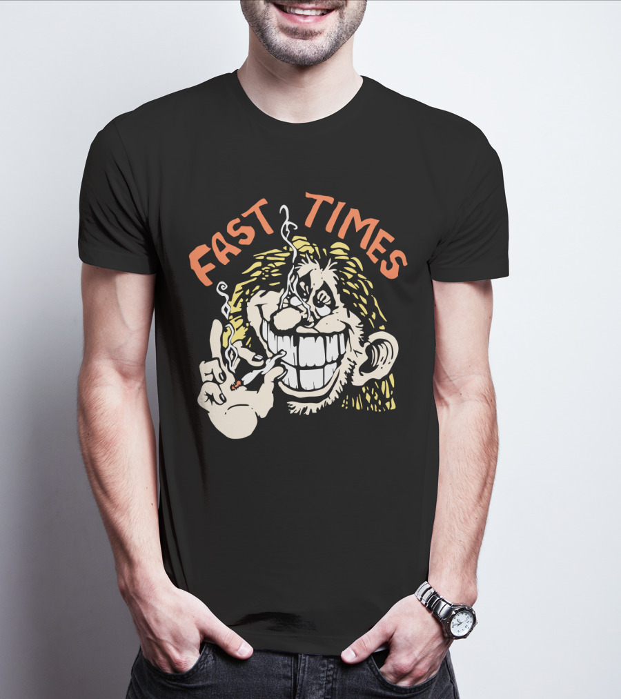 Fast Times Cheech And Chong Style Smoking Cartoon T-Shirt