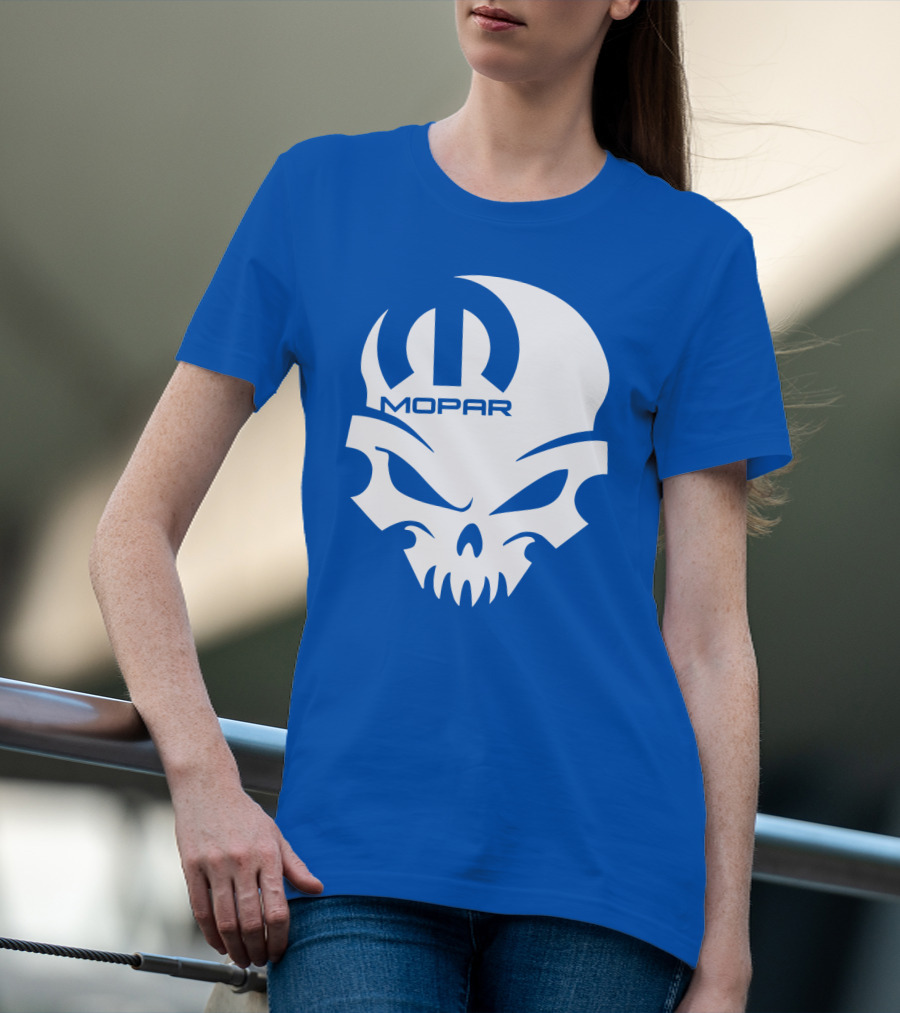 Mopar Skull Logo Blue Background T-Shirt