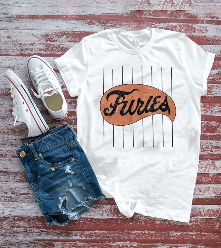 Furies Retro Baseball Style Text With Vertical Stripes T-Shirt