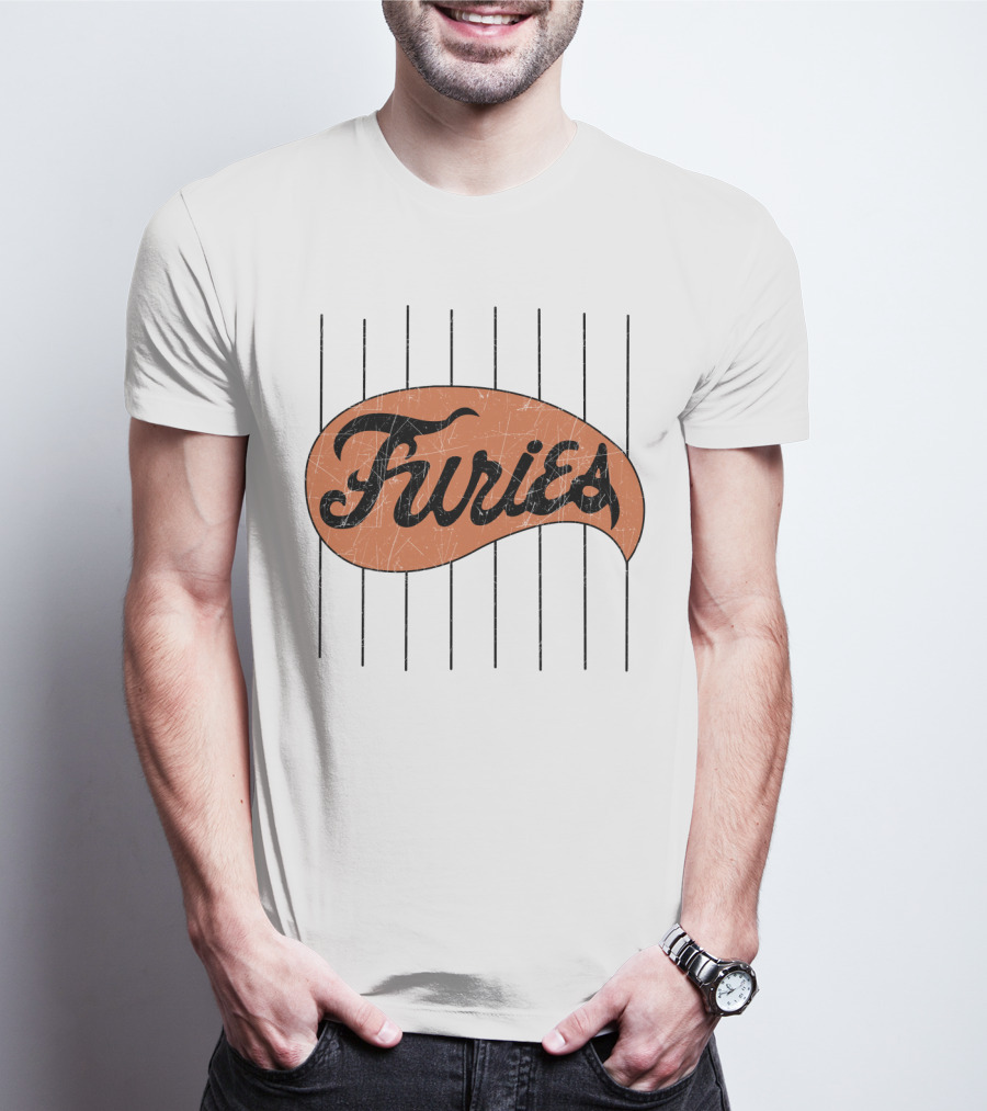 Furies Retro Baseball Style Text With Vertical Stripes T-Shirt