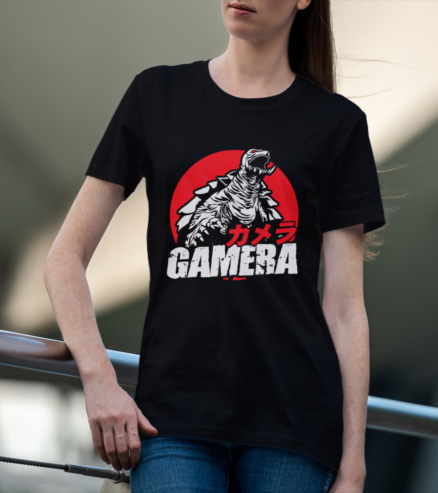 GAMERA Flying Turtle Kaiju Red Circle Background T-Shirt