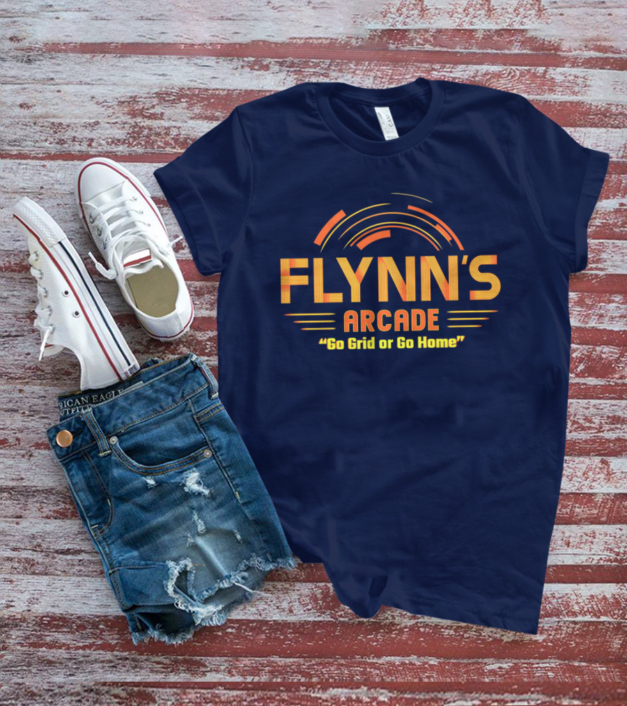 Flynn's Arcade Go Grid Or Go Home Retro Gaming T-Shirt