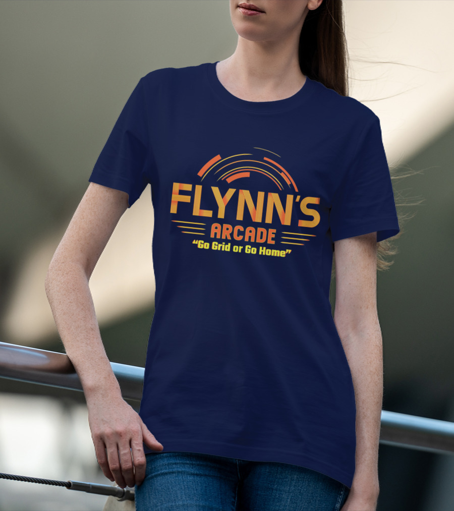 Flynn's Arcade Go Grid Or Go Home Retro Gaming T-Shirt