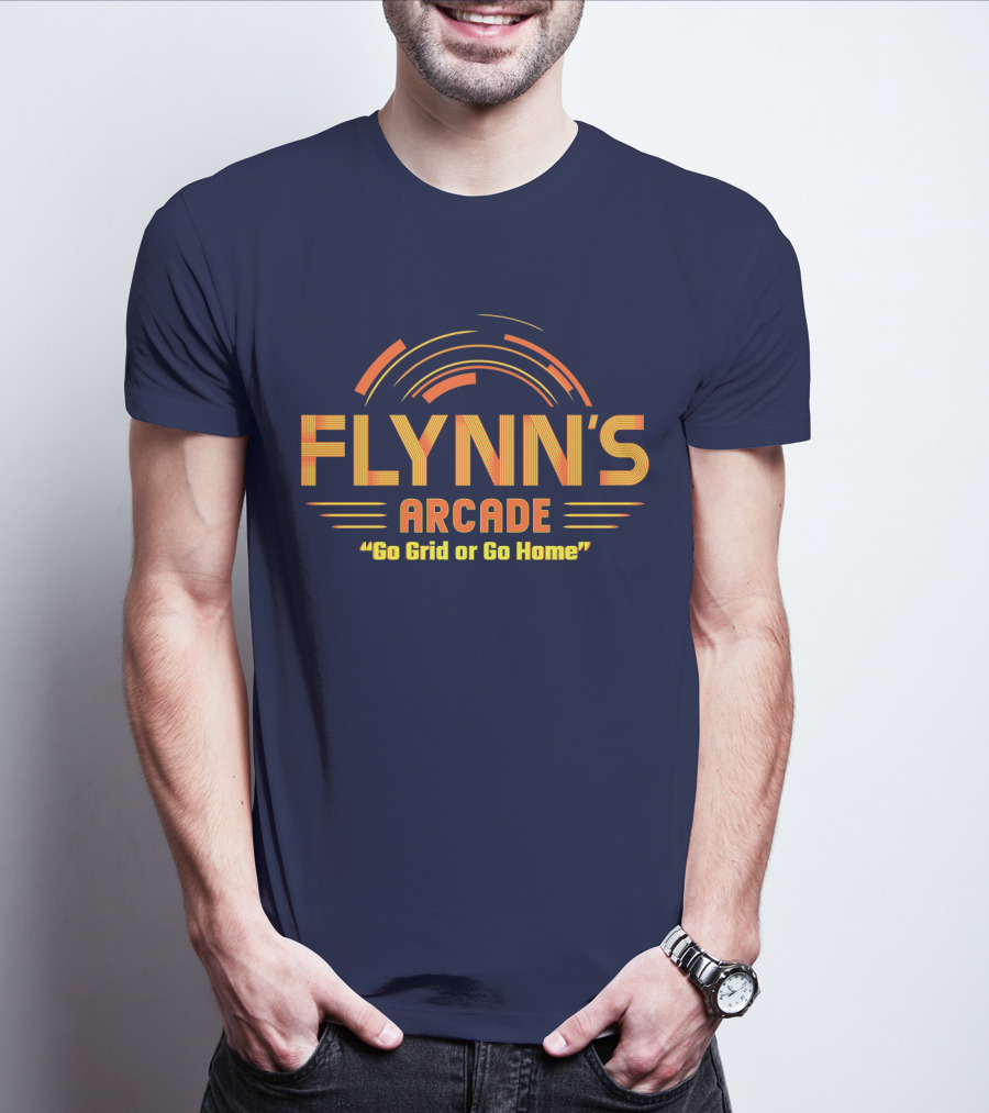 Flynn's Arcade Go Grid Or Go Home Retro Gaming T-Shirt