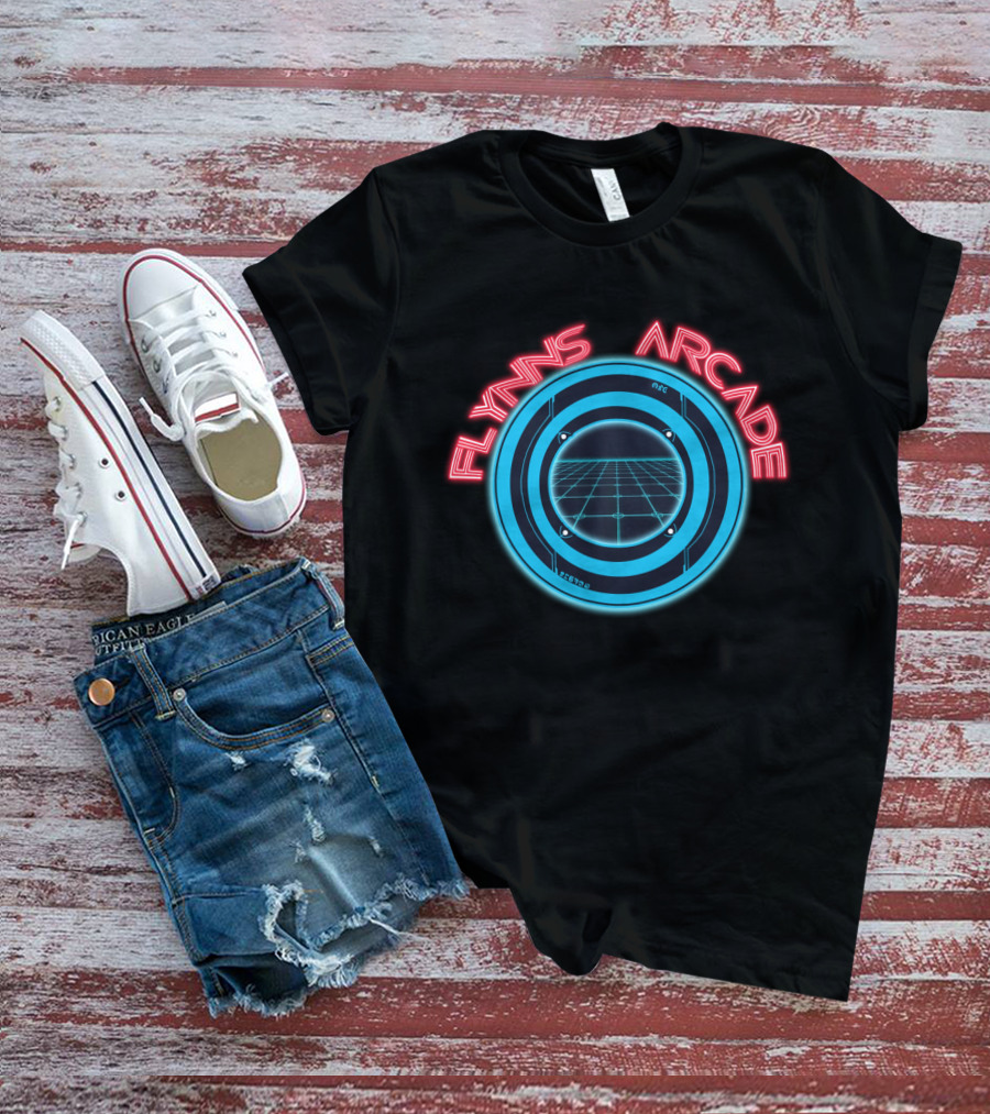 Flynn's Arcade Tron Grid Logo Neon T-Shirt