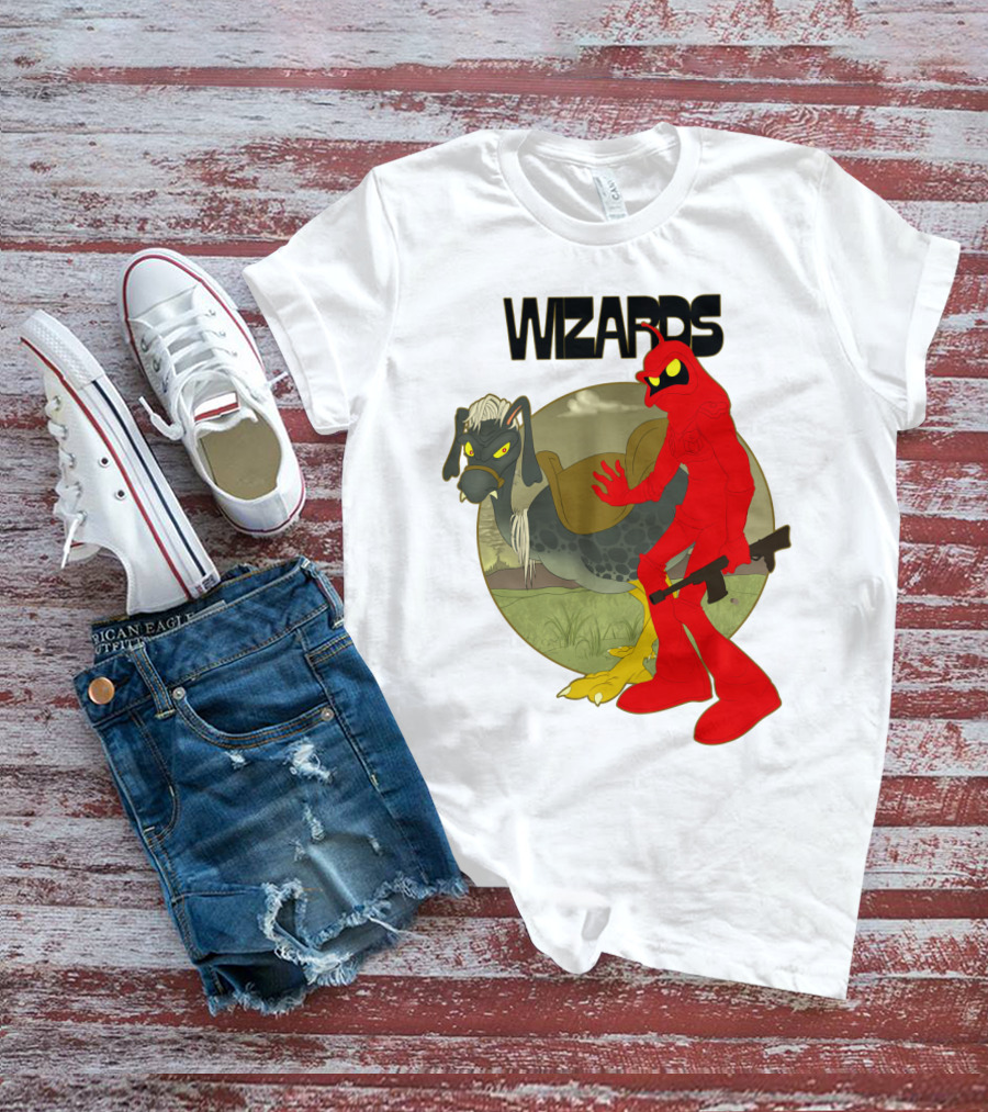 Wizards Animation Character With Red Humanoid And Armed Bird T-Shirt