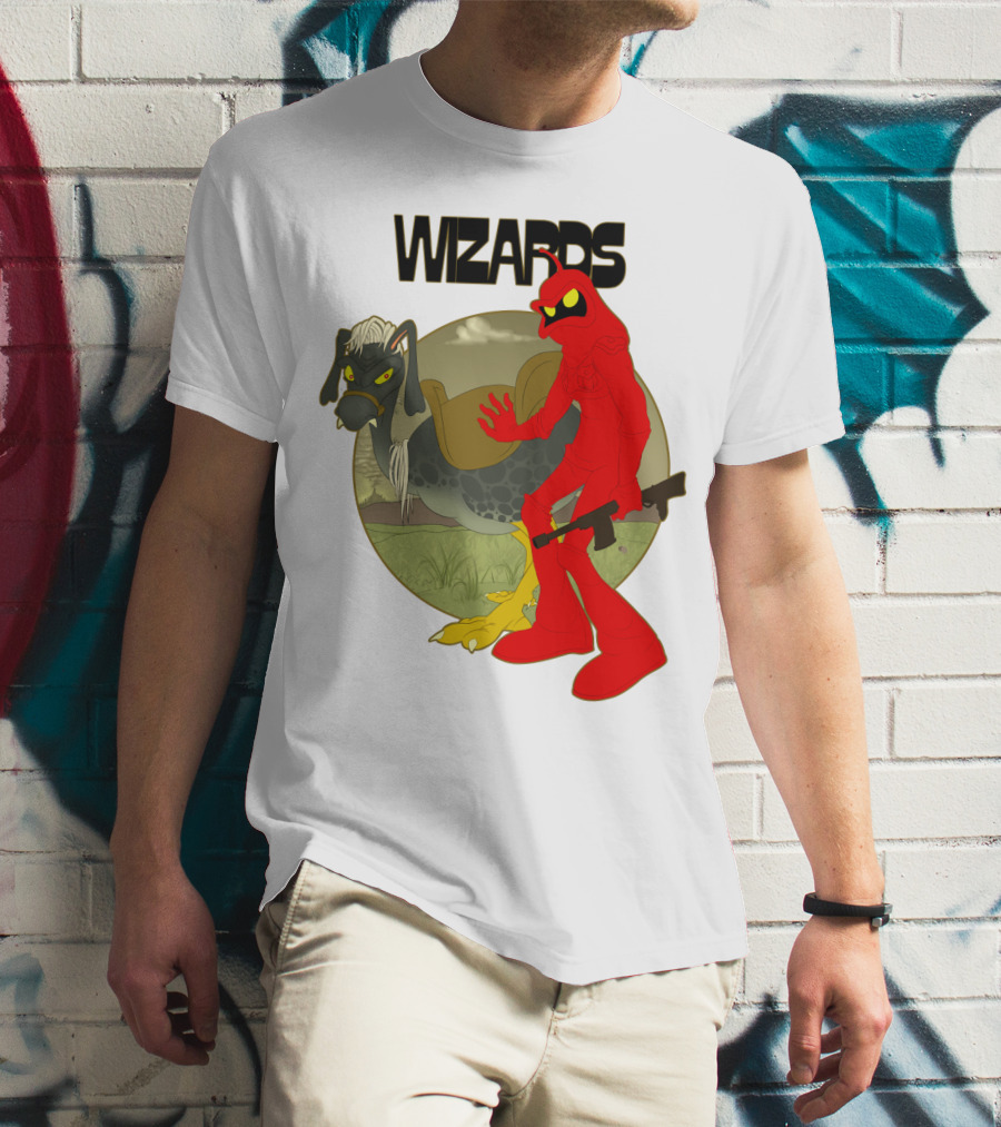 Wizards Animation Character With Red Humanoid And Armed Bird T-Shirt