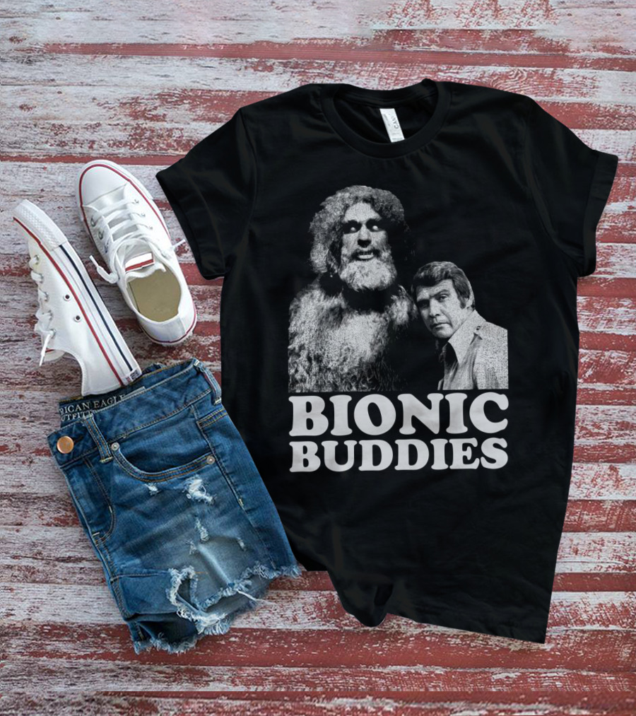 Six Million Dollar Man Bionic Buddies Retro TV Show Iconic Duo T-Shirt