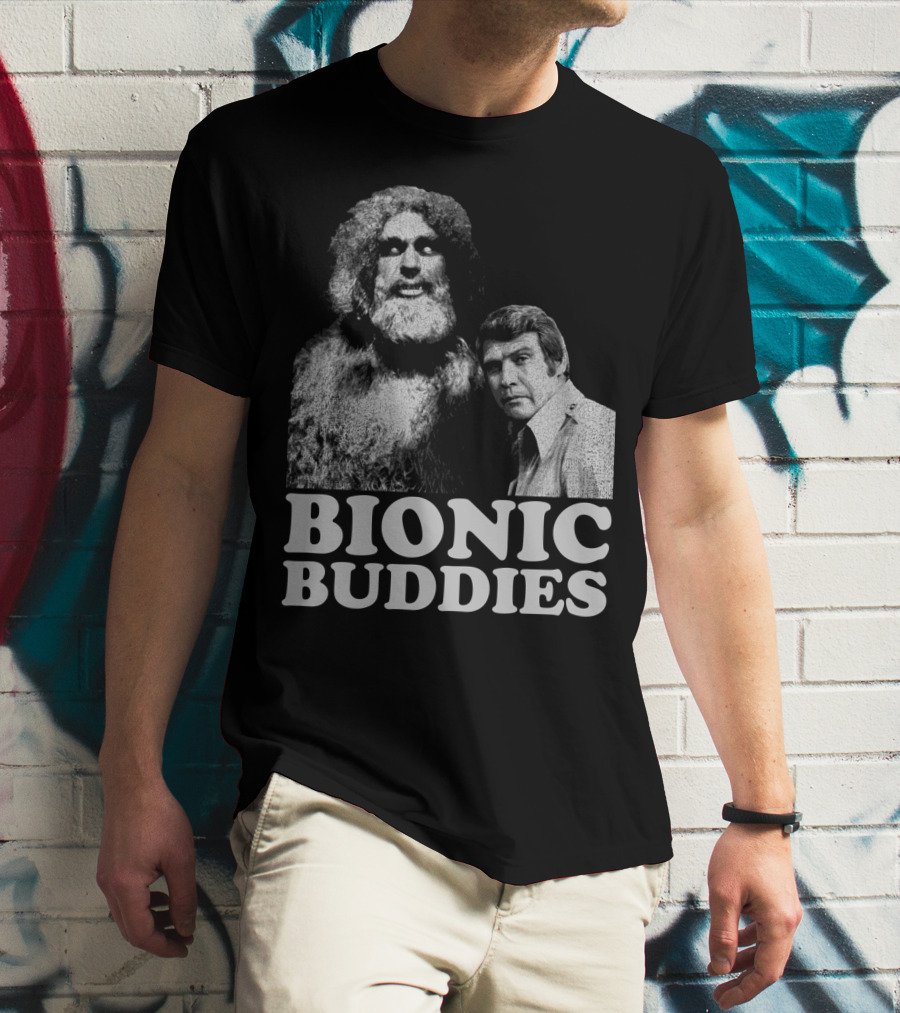 Six Million Dollar Man Bionic Buddies Retro TV Show Iconic Duo T-Shirt