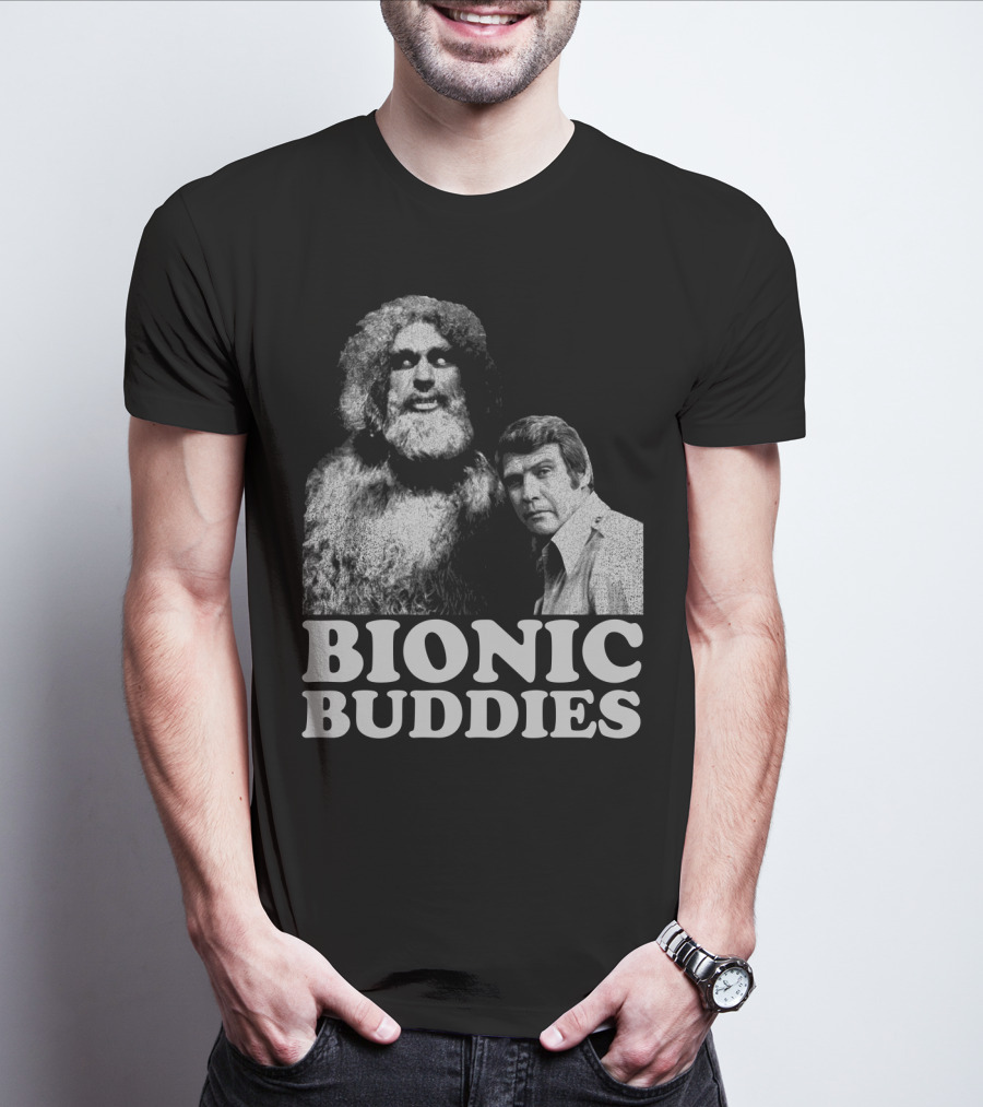 Six Million Dollar Man Bionic Buddies Retro TV Show Iconic Duo T-Shirt