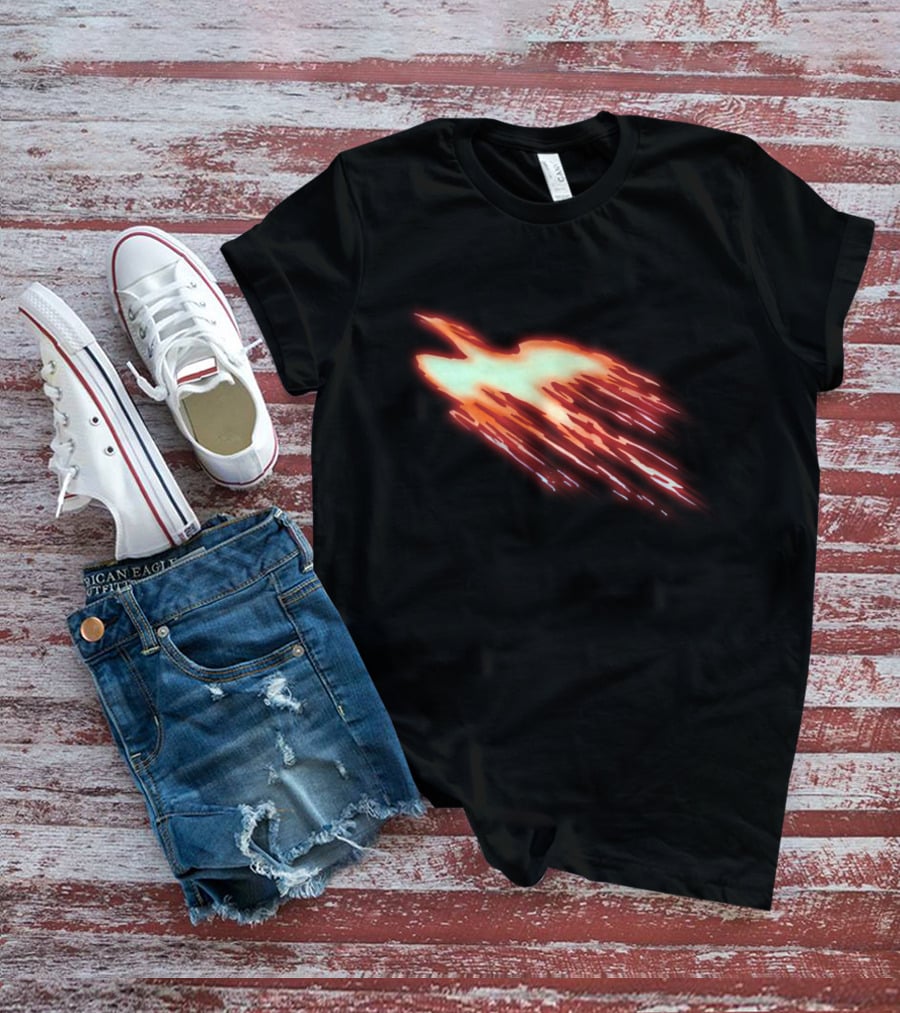 God Phoenix Fiery Bird Soaring With Bright Red And Orange Flames T-Shirt