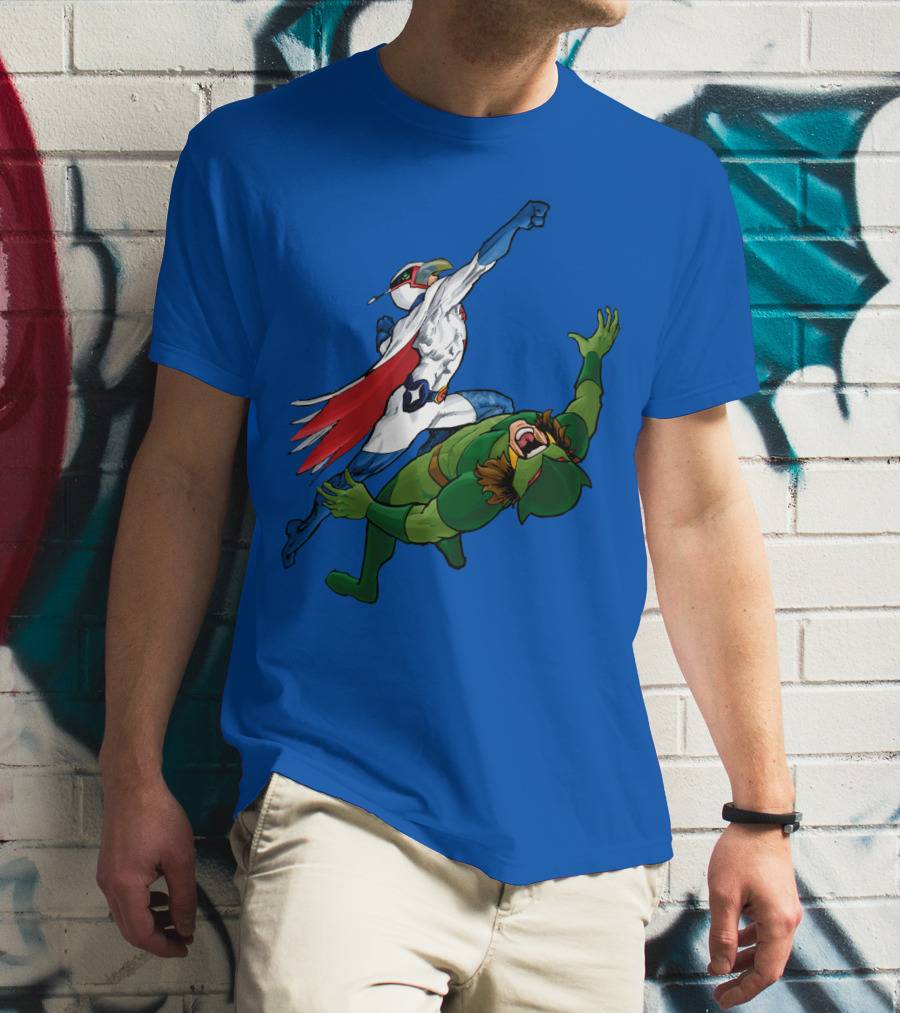 Science Ninja Team Gatchaman Battle Of The Planets Dynamic Heroic Battle Scene T-Shirt