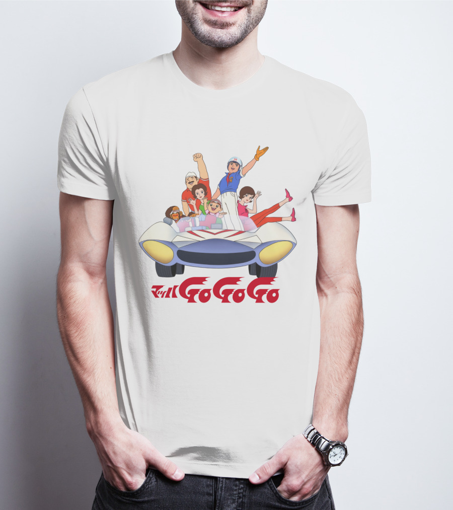 Mach GoGoGo Anime Group In Classic Racing Car T-Shirt