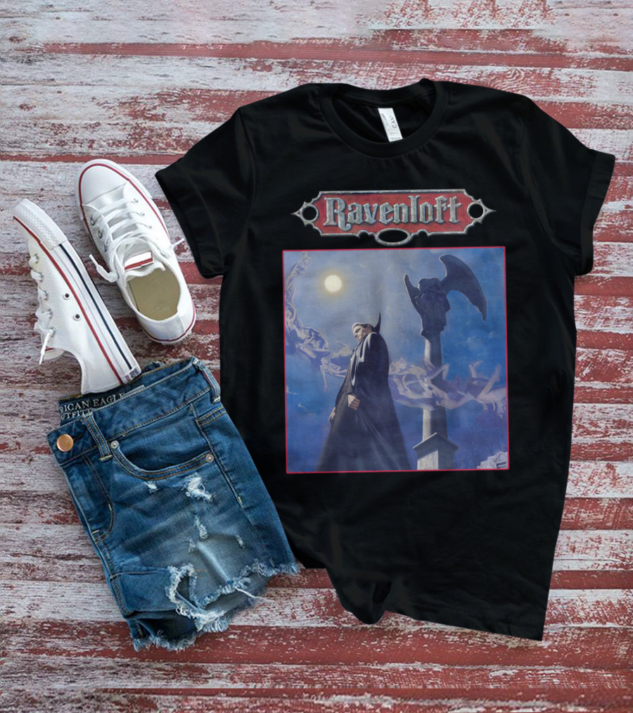 Ravenloft Dungeons And Dragons Vampire Castle Full Moon Gothic T-Shirt