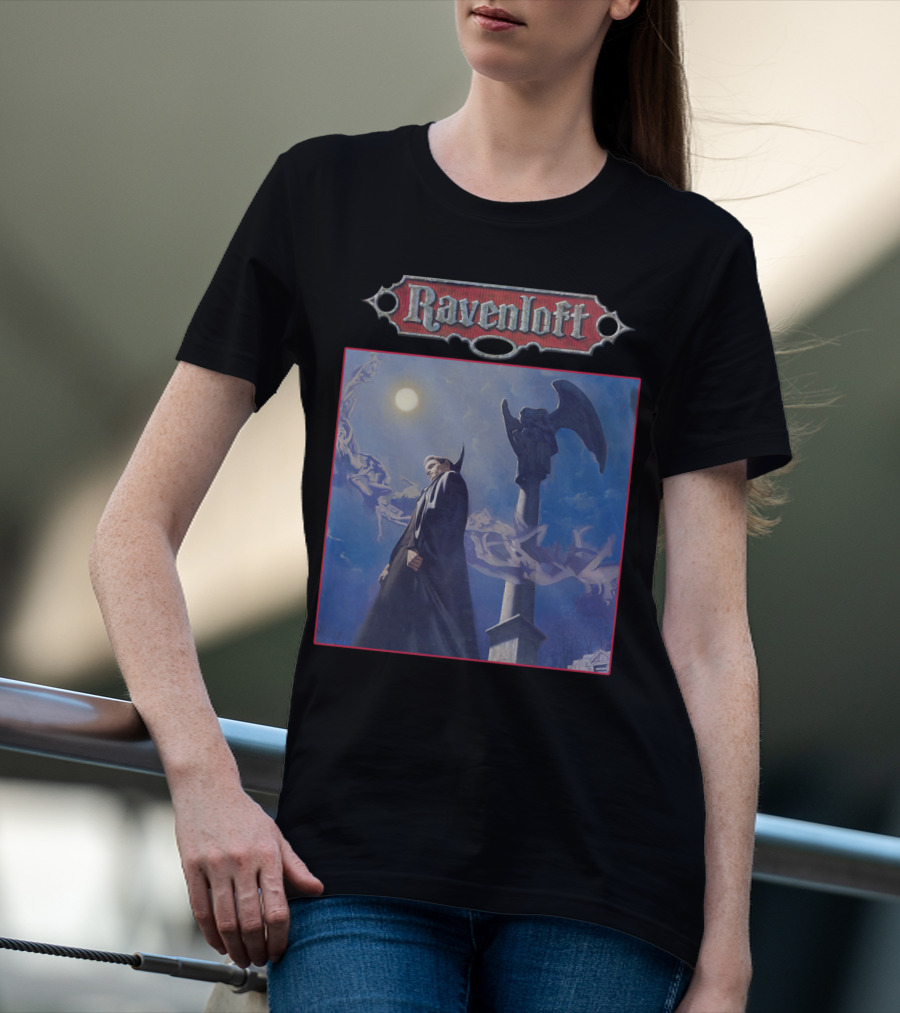 Ravenloft Dungeons And Dragons Vampire Castle Full Moon Gothic T-Shirt