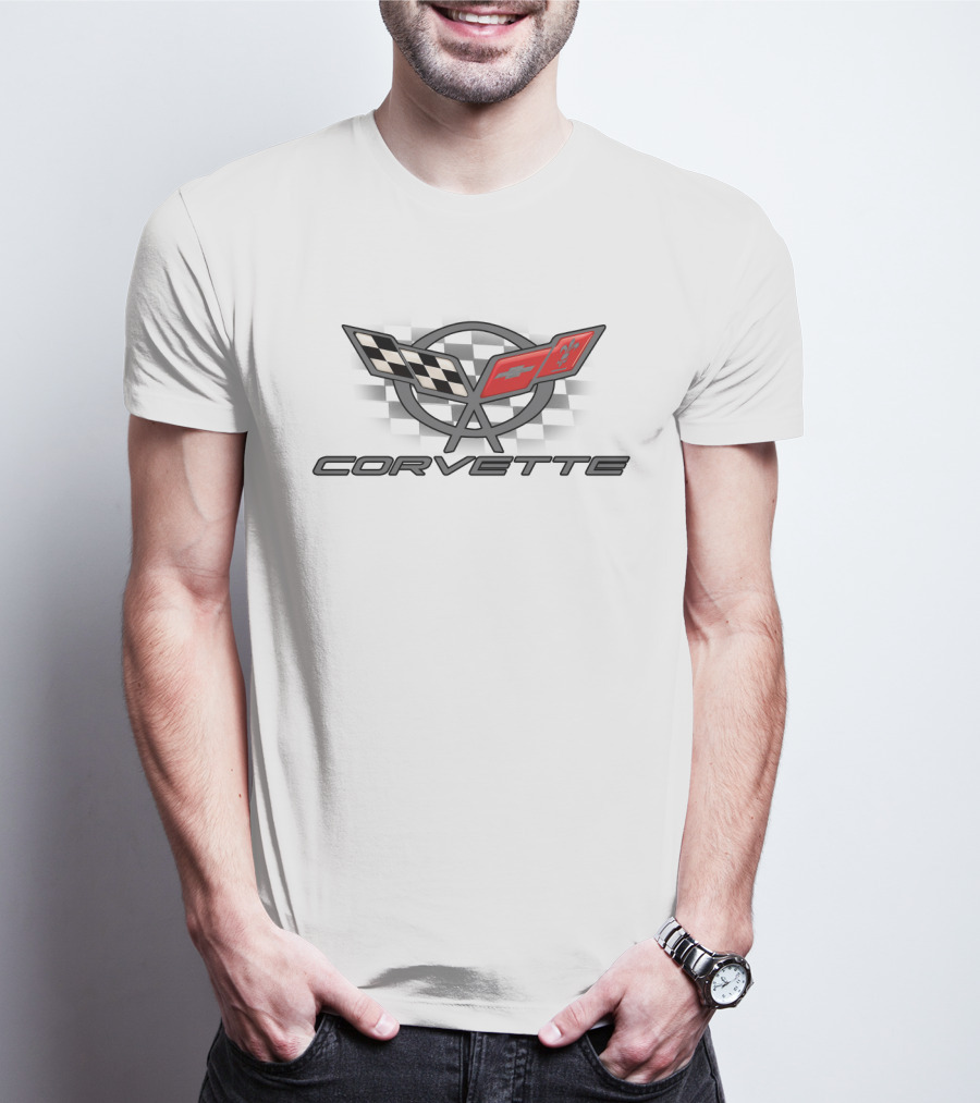 Corvette Racing Cross Flags Emblem T-Shirt